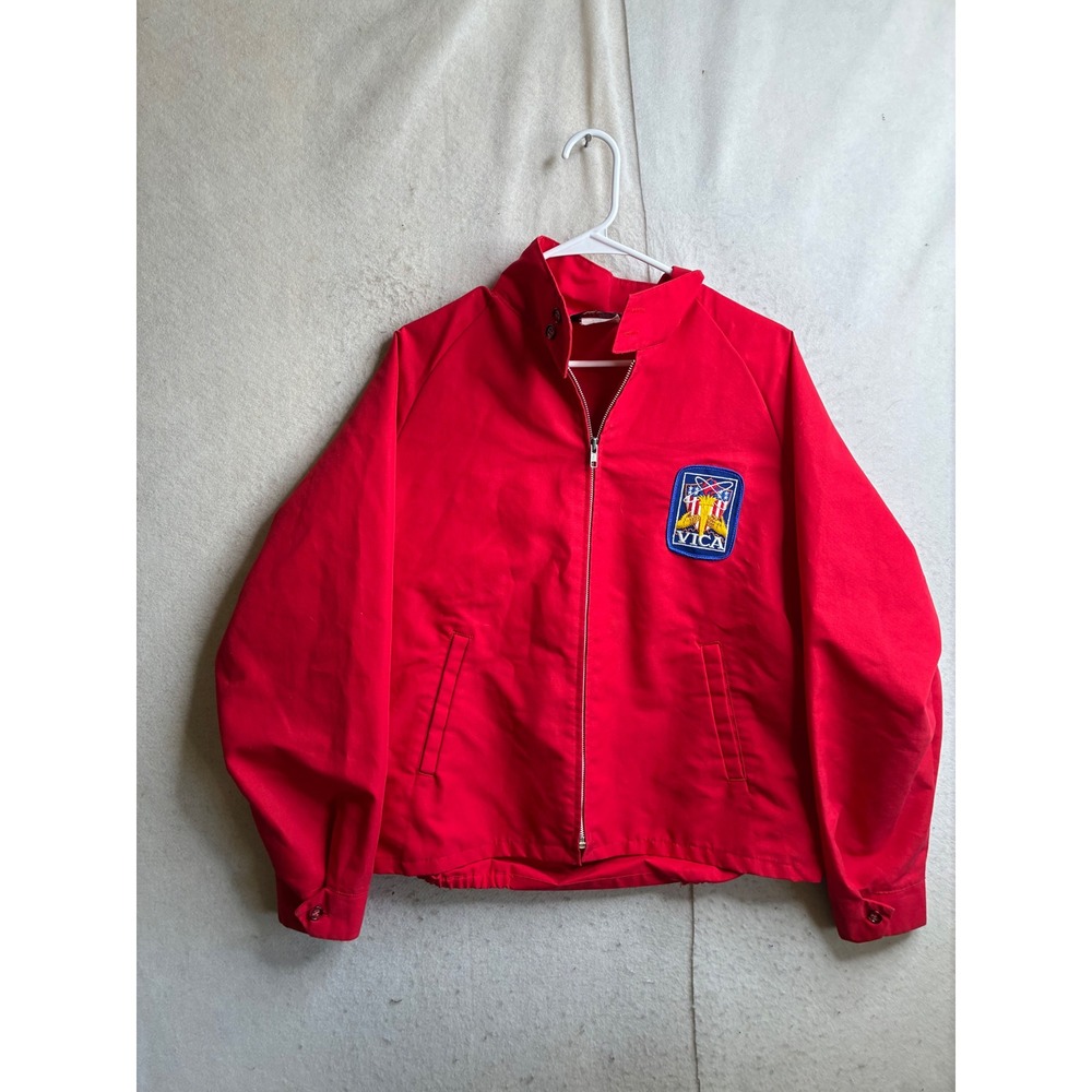 Vintage Sportsmaster VICA Jacket Mens Large Red Full Zip Harrington Made in USA